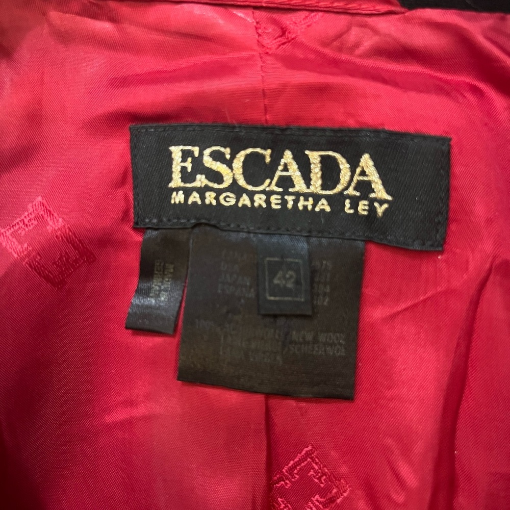 Escada Red Blazer with Black Trim and Gold Buttons - Picture 7 of 10